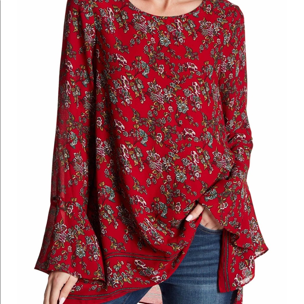 Max Studio Floral Bell Sleeve Blouse
